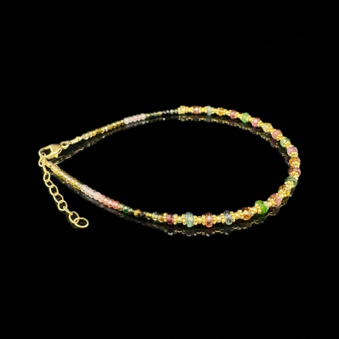 MULTICOLOR ARMBAND SILBER VERGOLDET RUND