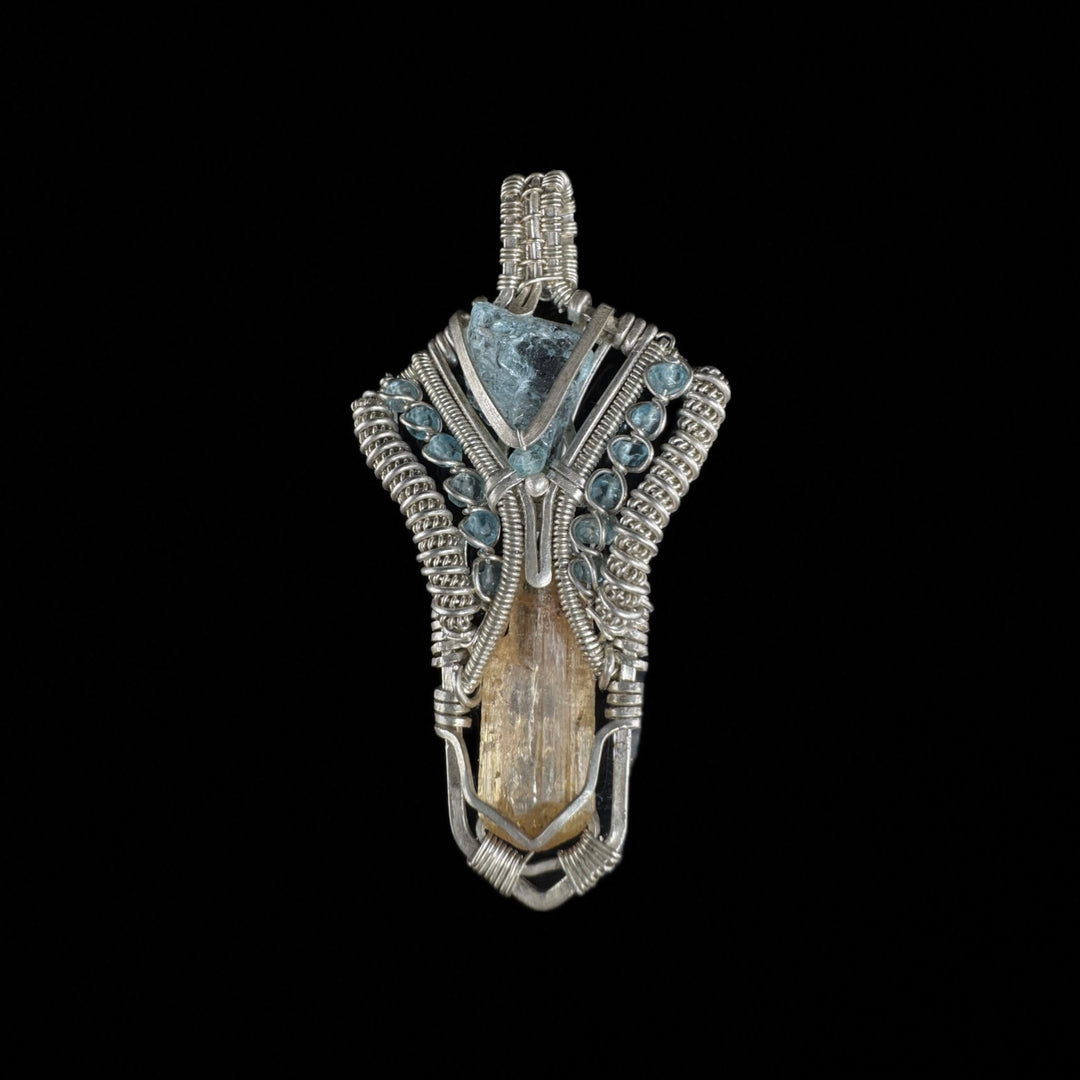 WIRE WRAP AQUAMARIN UND EDELTOPAS ANHÄNGER