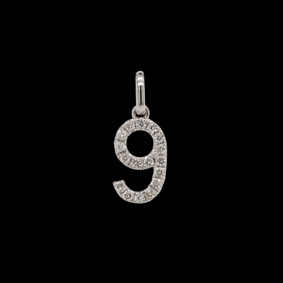Number Pendant "9" | Weissgold