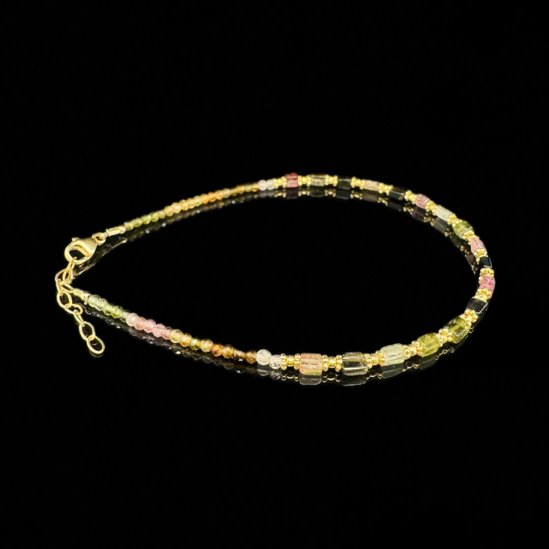 MULTICOLOR ARMBAND SILBER VERGOLDET QUADRAT