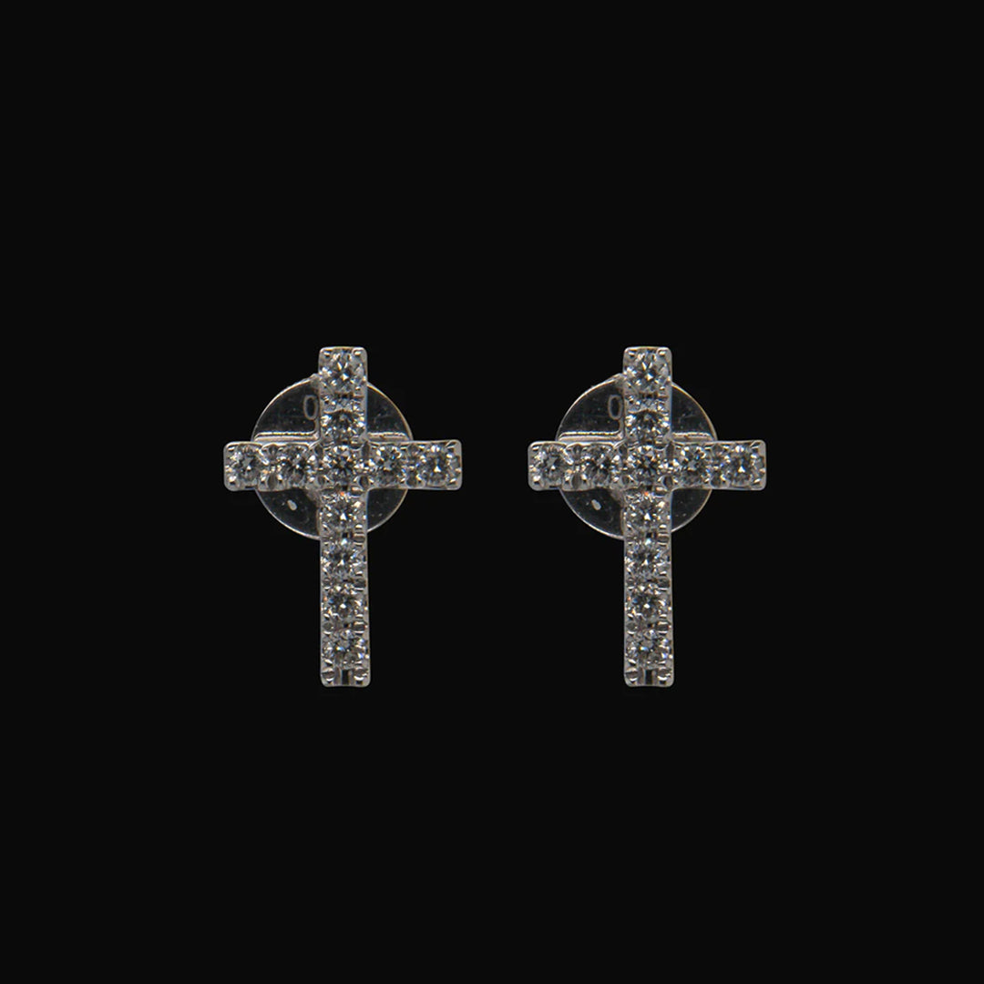 CRUZ ORO BLANCO DIAMANTE OHRSTECKER