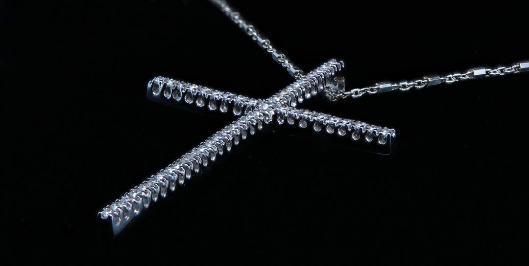 CRUZ CRISTO GRANDE 18K WEISSGOLD
