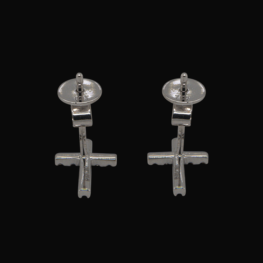 CRUZ ORO BLANCO DIAMANTE OHRSTECKER